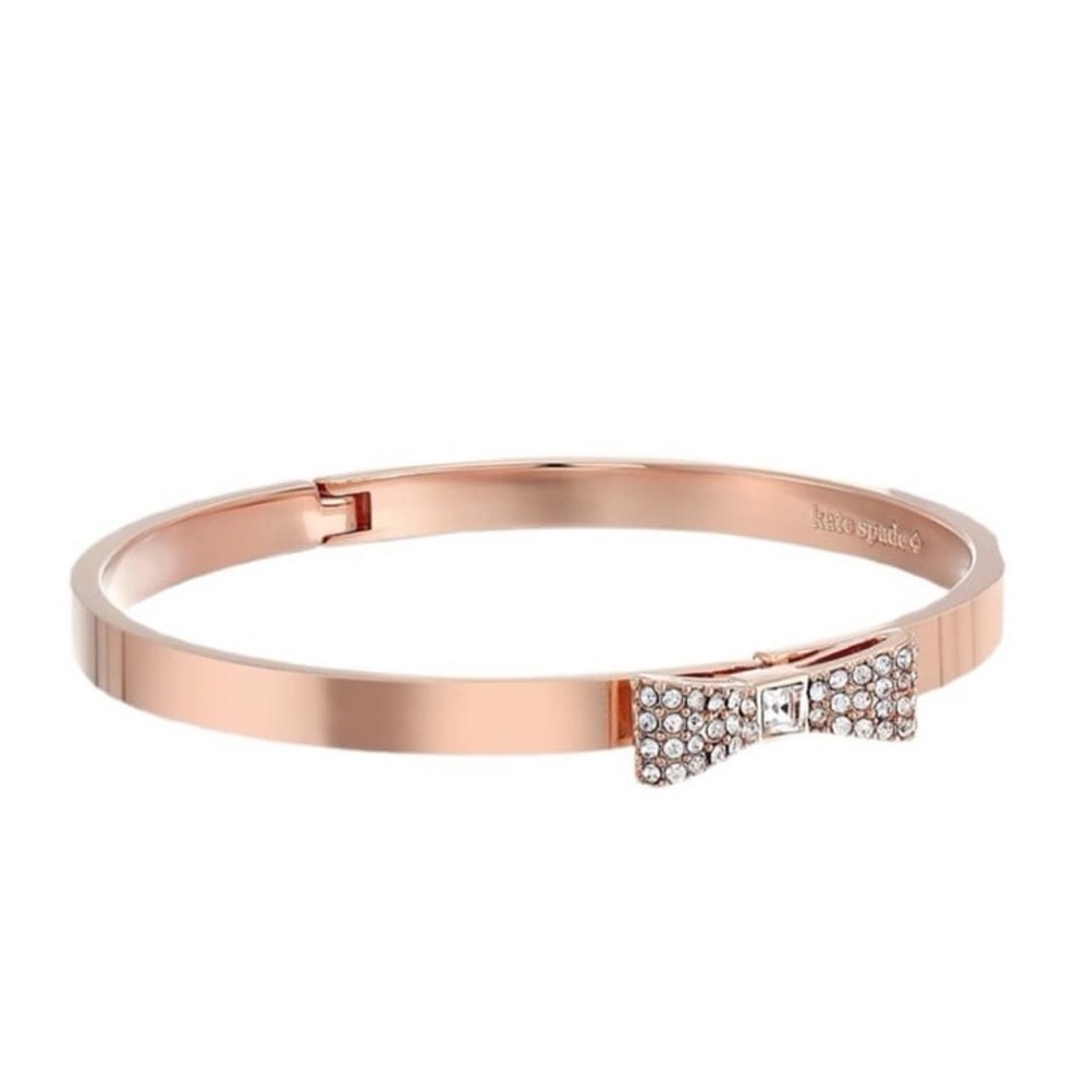 NWT $59 kate spade Ready Set Bow Pave Bow Bangle - Rose Gold